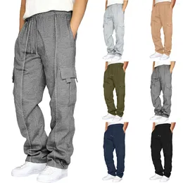 Men's Pants Male Hiking Cargo Relaxed Fit Drawstring Elastic Waist Joggers Sweatpants Sports Athletic Trousers With Pockets