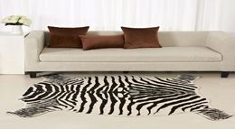 Enipate Zebra Cow Goat Printed Rug Cowhide Faux Skin Leather NonSlip Antiskid Mat Animal Print Carpet for Home 110X75CM5090CM8105060