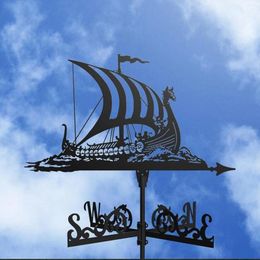 Decorative Figurines Stainless Steel Weather Vane Wind Direction Indicator Yard Stakes Ornament Garden Windmill Outdoor Spinners