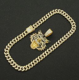 Pendant Necklaces Hip Hop Iced Out Cuban Chains Bling Diamond Animal Tiger Mens Miami Gold Chain Charm Jewellery Choker GiftsPendant1032647