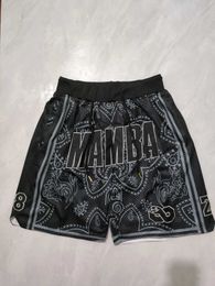 Men's Shorts Men 8 24 Legend Retro Black Basketball Shorts Embroidered with Pockets Suitable for outdoor sports T240507