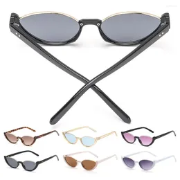 Sunglasses Vintage Cat Eye Small Half-frame Sun Glasses Trendy Fashion Shades Women Men Eyewear Gradient Purple Gray
