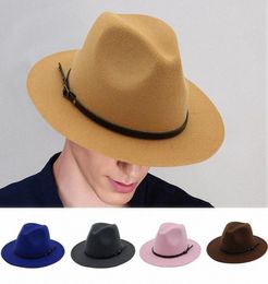 Women Men Wool Vintage Gangster Trilby Felt Fedora Hat With Wide Brim Gentleman Elegant Lady Winter Autumn Jazz Caps G UDyj8279970