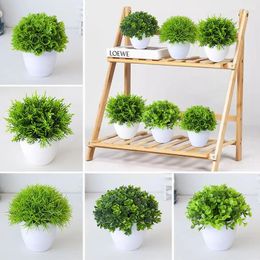 Decorative Flowers Artificial Plants Potted Small Tree Grass Pot Ornament Fake Plant Decoration Tabletop Landscape Bonsai Room Wedding Decor