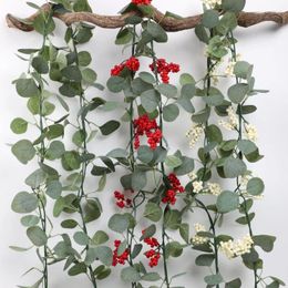 Decorative Flowers Artificial Flower Vine Wall Hanging Decoration Red BerriesDIY Wedding Fake Home Room Decor Plants