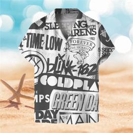 Men's Casual Shirts Summer Beach Digital Printed Shirt Mesh Men Mens Short Sleeve Collar