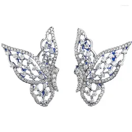 Stud Earrings Spring Qiaoer Romantic 925 Sterling Silver Bowknot Lab Sapphire Gemstone Fine Ear Studs For Women Wedding Jewellery Gift