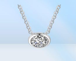 Fashion High Quality Real 925 sterling silver Pendant Charm circle necklace lady girls love gift tiny cubic zirconia jewellry acce3296652