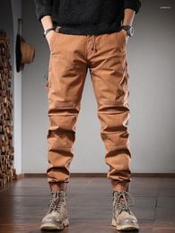 Men's Pants Autumn Cotton Casual Men Tactical Cargo Fashion Slim Fit Elastic Waist Drawstring Trousers