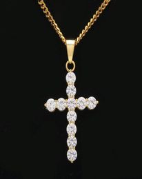 New Hip Hop silver plated necklace Jewellery women wedding fashion Cross CZ Cubic Zircon stone pendant necklace1179556