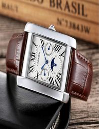 new Top Tank type watch Mens womens luxury watches japanese quartz fashion brand Leather strap All dial work Military men sports W5544079
