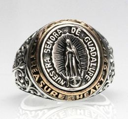 Original design no inlaid texture Virgin Mary Thai silver open ring punk hiphop charm Chaoren silver jewelry7628516