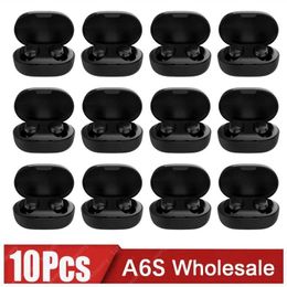 Headsets 10pcs wholesale TWS A6S wireless earphones Bluetooth earphones 5.1 stereo earphones with microphone suitable for iPhone and Xiaomi J240508