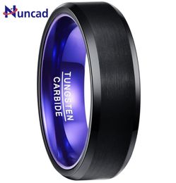 Blue Purple Inner Ring Scrub Exquisite Flat Men Rings 100 Tungsten Carbide Couple Anillos para hombres Jewelry9027849