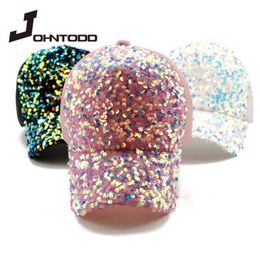 Ball Caps 2021new Fashion Summer Women Ponytail Hat Baseball Cap Ladies Sequins Shiny Snapback Sun Caps Outdoor Activity Travel Adjustable T240508