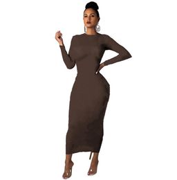 plus size 3XL fall winter Women sexy maxi dresses long sleeve party solid dress crew neck outerwear shirts nigth club wear DHL shi1027034