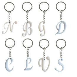 Keychains Lanyards White Large Letters Keychain Party Favours Key Chain Ring Christmas Gift For Fans Kids Keyring Suitable Schoolbag Pe Otxhp