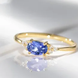 Cluster Rings 925 Sterling Silver Open Finger Ring Blue Stone Oval Gold Colour Vintage Elegant For Women Girl Jewellery Gift Dropship Wholesale