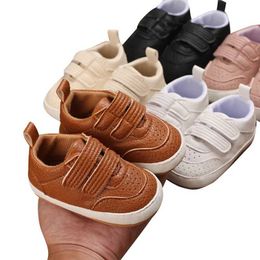 Sneakers Toddler PU Sneakers Casual Solid Color Cute Baby Flats Breathable Infant Walking Shoes for Newborn Girl Boys H240508