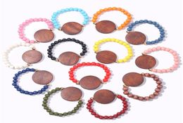 factory whole Beads Stretch Bracelet Personalised Laser Monogram Blank Disc Wooden Beads Stretch BraceletLadies039 Holiday 7179729