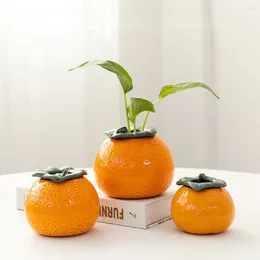 Vases Not Easy Deformation Orange Hydroponic Vase Fashion Cute Shape Fruit Planter Mini Plant Flower Pot Small Lab