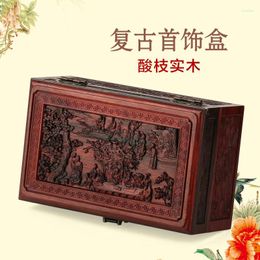 Bottles Large Red Wooden Jewelry Box Wood Seal Retro Ebony Antique