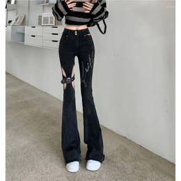 Women's Jeans Flare Ladies Skinny Split Patchwork Boot-Cut Denim Streetwear Trousers Mujer Fashion Stretch Pants For Women 2024 S215