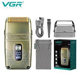 VGR Shaver Professional Electric Razor Shaving Machine Waterproof Beard Trimmer Metal Digital Display for Men V335 240423