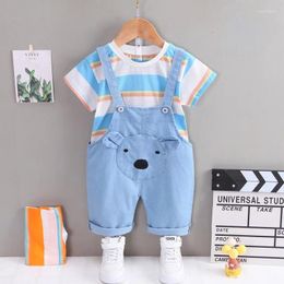 Clothing Sets Boys Short-sleeved Suit Summer Style Casual Striped Bear Face Back Shorts Two-piece Fashion