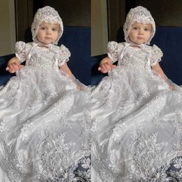 Christening dresses Lace baby short sleeved Christian dress First communion Baby and toddler girl shower Q240507