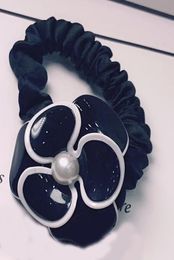 5X45CM Fashion black and white acrylic flower head rope rubber bands hair ring hairpin for ladies favorite headdress Jewelry Acce2755580