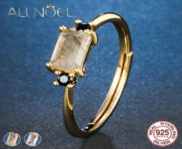 ALLNOEL 925 Silver Adjustable Rings for Women Natural Rose Quartz Labradorite Gemstone femme Engagement Ring set Fine Jewellery CJ193033834