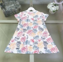 Summer girls cartoon letter printed dress kids designer clothing fashion round collar short sleeve cotton A-line dresses Z8022