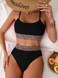 Women's Swimwear Sexy Black High Waist Bikinis Sets Two Pieces Swimsuit Women Push Up Female Brazilian Biquini Beach Wear Bathing Suits