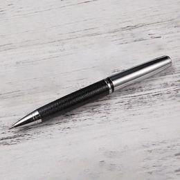 Rotary Business Pen 0.5mm Black Ink Leather Metal Ballpoint Pens Student Gift Office Stationery