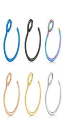 Nose Ring 20G Stainless Steel Piercing Body Jewelry 8mm Fake Nose Rings Hoop Faux Lip Septum Ring Set 6 colors3514901
