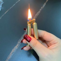Creative New Vintage Kerosene Lighter Old Pure Copper Creative Fine Stick Nunchucks Mini Pocket Lighter For Men Caka Lighter