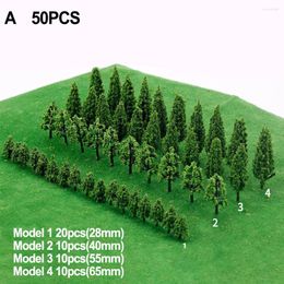 Decorative Flowers 50Pcs Plastic Model Train Miniature Tree Scenery DIY Outdoor Landscape Railroad Building Accessories Sand Table Models