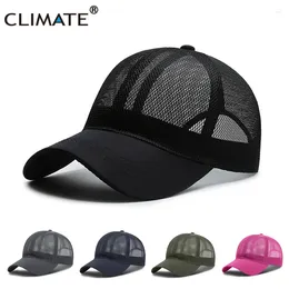 Ball Caps CLIMATE Cool Summer Cap Mesh Breath Black Trucker Men Beach Hat Baseball Top Breathable