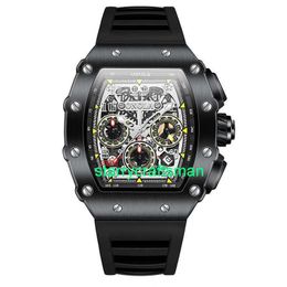 RM Luxury Watches Mechanical Watch Mills Watch Men's Fully Automatic Hollow Tourbillon Mechanical Watch Men's Hand Top Ten Brand Watch Black stWF