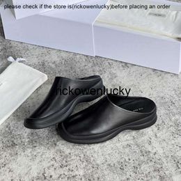 the row Pure original the row black single shoes Muller shoes Women's bag head wearing slippers 2022 new lazy half slippers B7L8