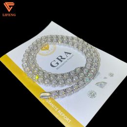 Colar de jóias da moda Gol de 8 mm de ouro branco Pated GRA CERTIFICAÇÃO HIP-HOP Correios personalizados D VVS Diamond Moissanite Tennis Chain