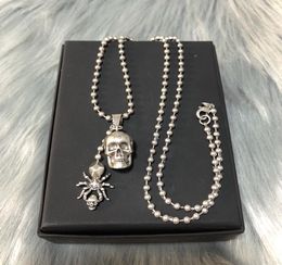 Treason malignancy Silver spider Skull Heads pendant Necklace Vintage Hiphop Rock Punk Skeleton Necklaces For Men Women Jewellery Je1286558