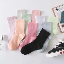 Women Socks 10 Pairs Candy Colour Solid Cute Kawaii Cotton Japanese Harajuku Princess Calcetines