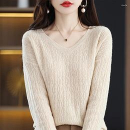 Women's Sweaters 2024 Autumn Sweater Women All Wear Thin Fashion Loose Bottom Shirt In And Winter With Long Sleeve V-neck Blouse