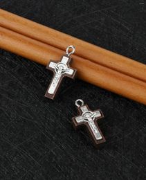 Pendant Necklaces 10Pcs Christian INRI Tiny Cross Natural Wooden Crucifix Jesus For DIY Handmade Jewellery Ornaments Crafts
