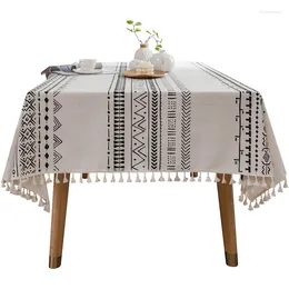 Table Cloth Bohemian Tablecloth Cotton Linen Fabric Ethnic Style Rectangular Tassel Meal Bed&Breakfast Waterproof Oil-Proof Household El