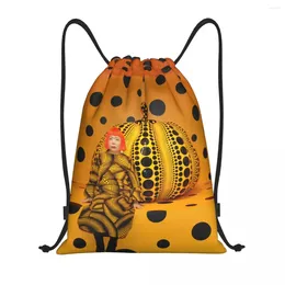 Shopping Bags Custom Yayoi Kusama Pumkin Drawstring Backpack Men Women Lightweight Abstract Art Gym Sports Sackpack Sacks For Yoga