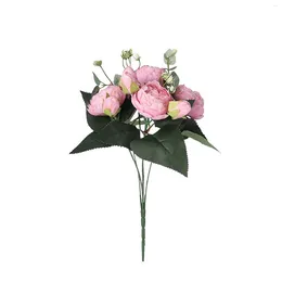 Decorative Flowers Peony Picks Artificial Rose Home Party Wedding Roses Bouquet Vase Tall