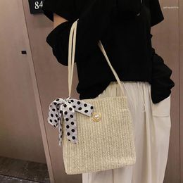 Shoulder Bags Collection Korean Style Casual Woven Bag For Female Simple All-match Lace Handbag Fashionable With Bow